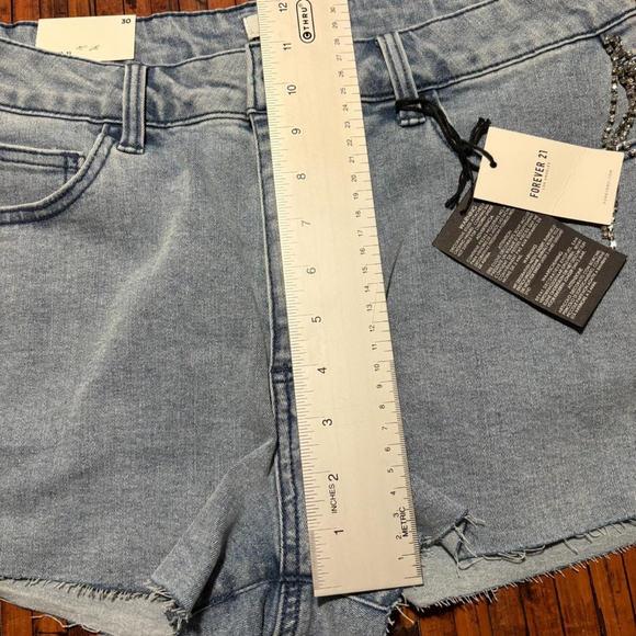 Rhinestone Fringe Blue Jean Denim Short Shorts, Forever 21 - Picture 4 of 8